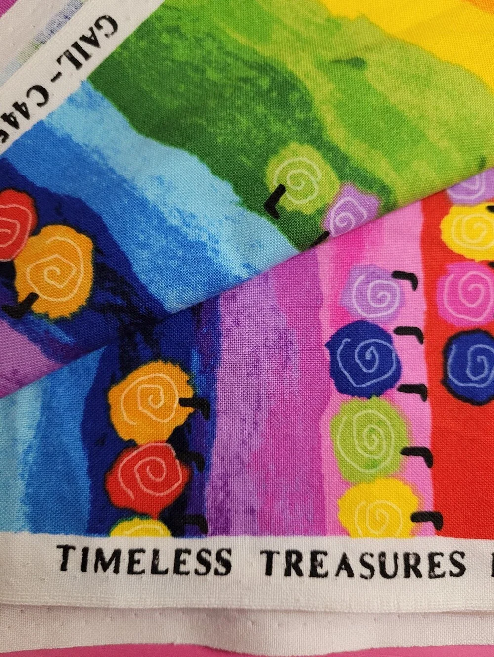 Timeless Treasures Fabrics Colorful Rainbow Caterpillar Sewing Fabric (1526)